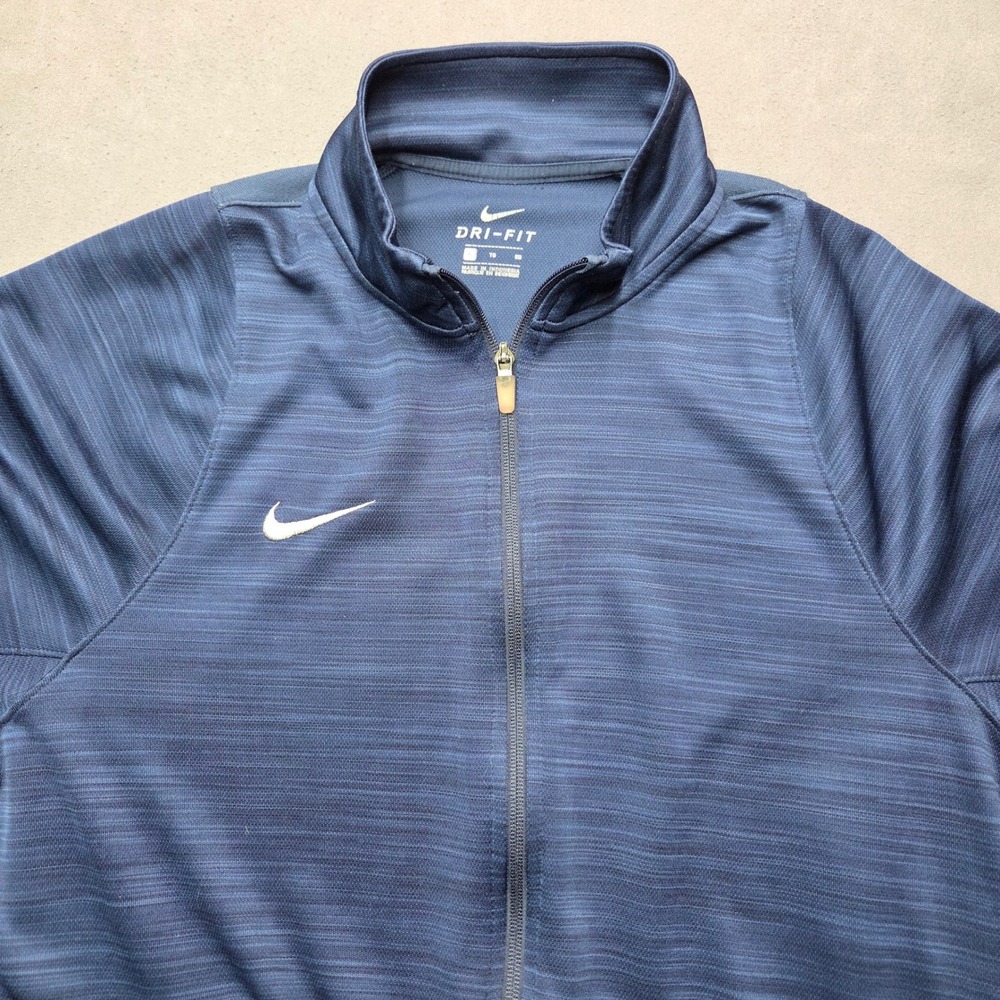 Nike Dri-FIT Mens XL Full Zip Track Jacket Navy Blue Space Dye Heather Training